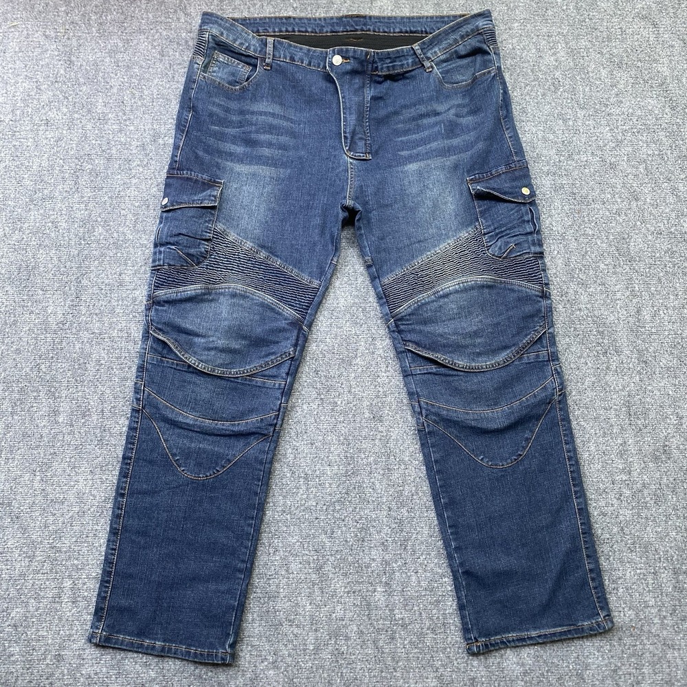 Winx Wheels Motorcycle Moto Jeans Men 44x31 Blue Cargo Stretch PADS Not Included
